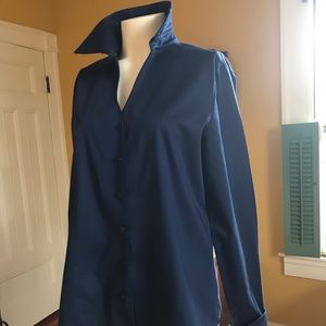 Cold water creek navy blue blouse